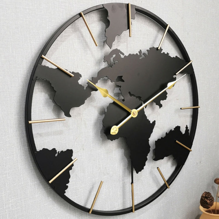 0818 3D Stereo World Map Art Wall Decoration Clock Round Wall Clock(Style 1)
