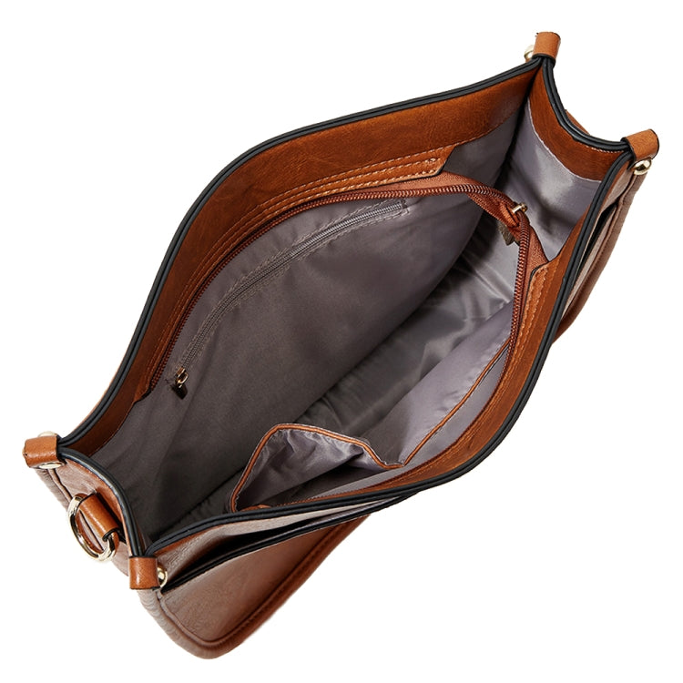 013 Leopard Strap PU Leather Single-shoulder Waterproof Crossbody Tote Bag(Brown)