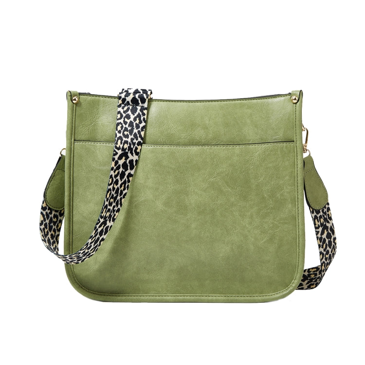 013 Leopard Strap PU Leather Single-shoulder Waterproof Crossbody Tote Bag(Green)