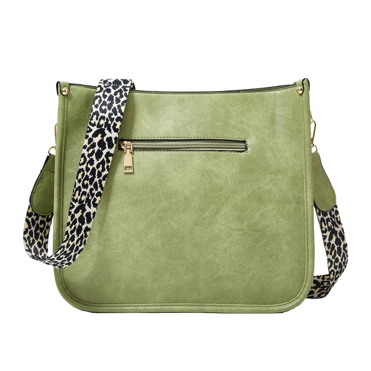 013 Leopard Strap PU Leather Single-shoulder Waterproof Crossbody Tote Bag(Green)