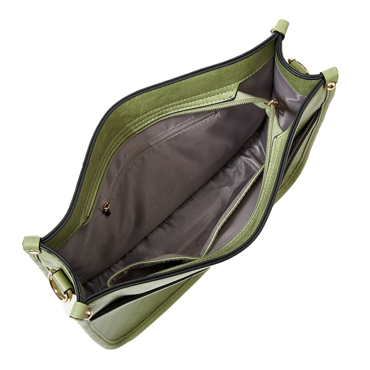 013 Leopard Strap PU Leather Single-shoulder Waterproof Crossbody Tote Bag(Green)