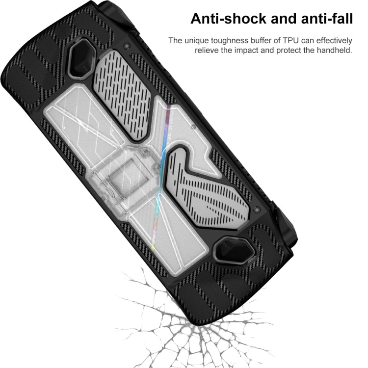 For ASUS Rog Ally Game Console PC+TPU Protective Case Cover With Bracket(Black+Transparent)