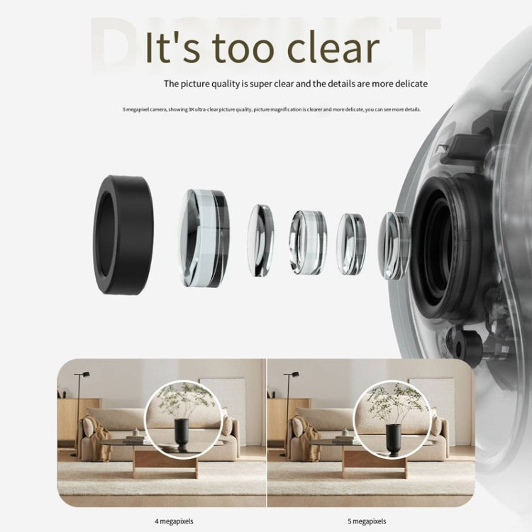 Original Xiaomi Mijia Smart Camera 3 PTZ Version 3K AI Detection Baby Monitor 5MP 360 Degree View Webcam Day & Night Work Infrared Night Vision, With US Plug Adapter(White)