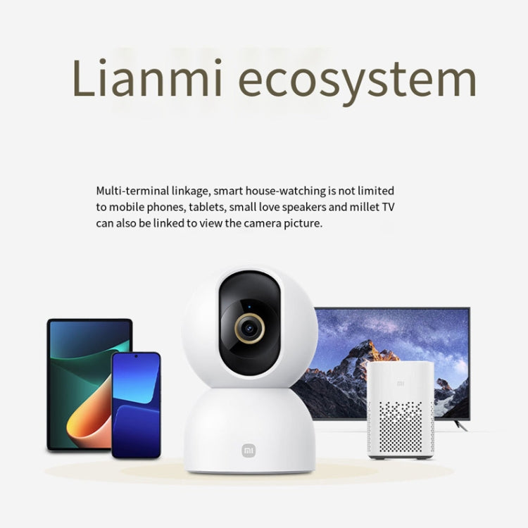 Original Xiaomi Mijia Smart Camera 3 PTZ Version 3K AI Detection Baby Monitor 5MP 360 Degree View Webcam Day & Night Work Infrared Night Vision, With US Plug Adapter(White)