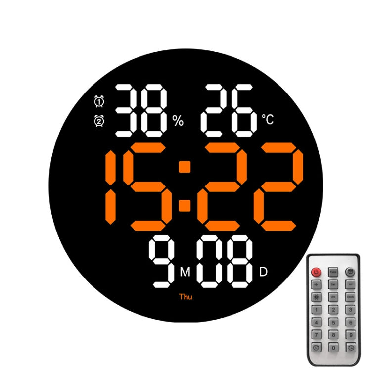 10-Inch Led Digital Wall Clock 2-Color Large Screen Electronic Clock With Temperature Display(Orange)