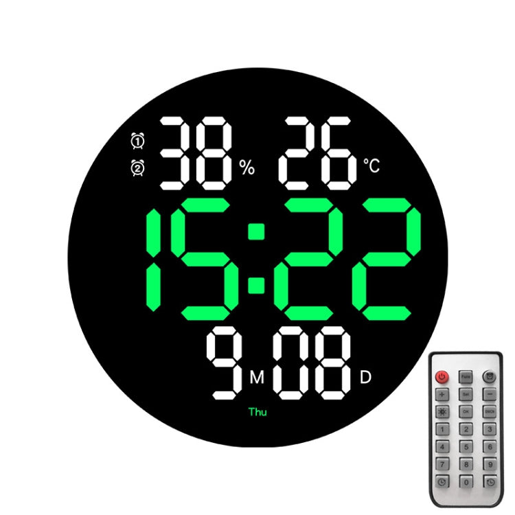 10-Inch Led Digital Wall Clock 2-Color Large Screen Electronic Clock With Temperature Display(Green)