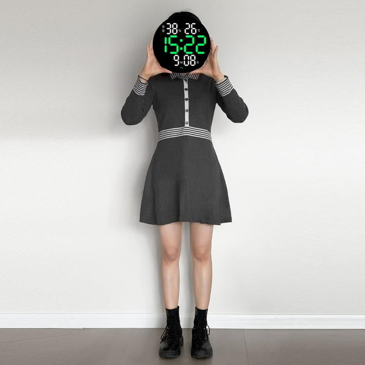 10-Inch Led Digital Wall Clock 2-Color Large Screen Electronic Clock With Temperature Display(Green)