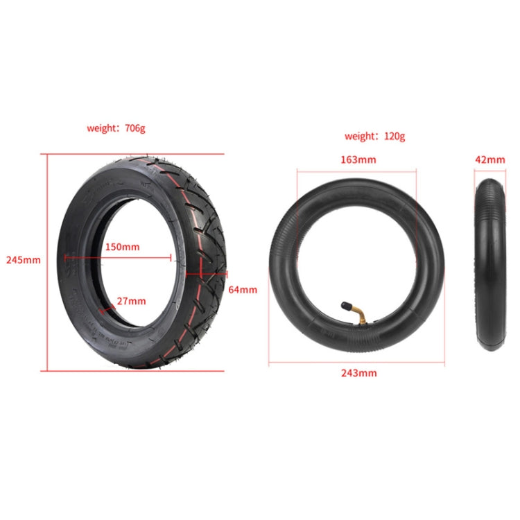 10 X 2.5 Inflatable Inner Tire + Outer Tire Kit  For Ninebot MAX G30 10-Inch Scooter(Black)