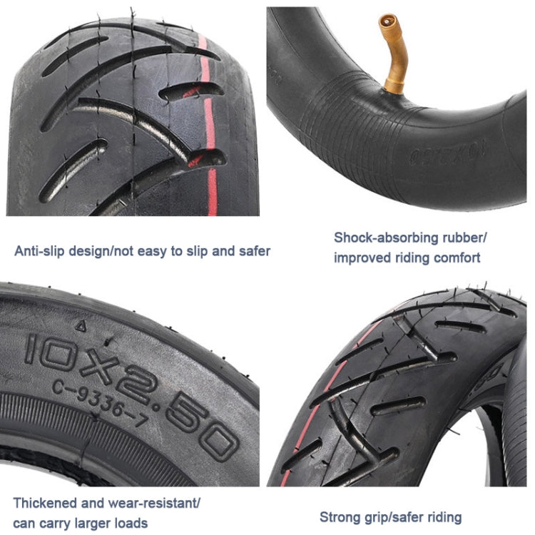 10 X 2.5 Inflatable Inner Tire + Outer Tire Kit  For Ninebot MAX G30 10-Inch Scooter(Black)