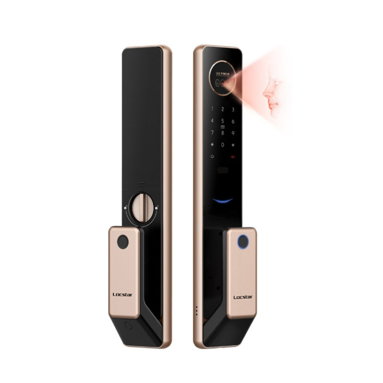 T100A  3D Face Recognition Fingerprint Code Card Digital Door Lock(Rose Gold)