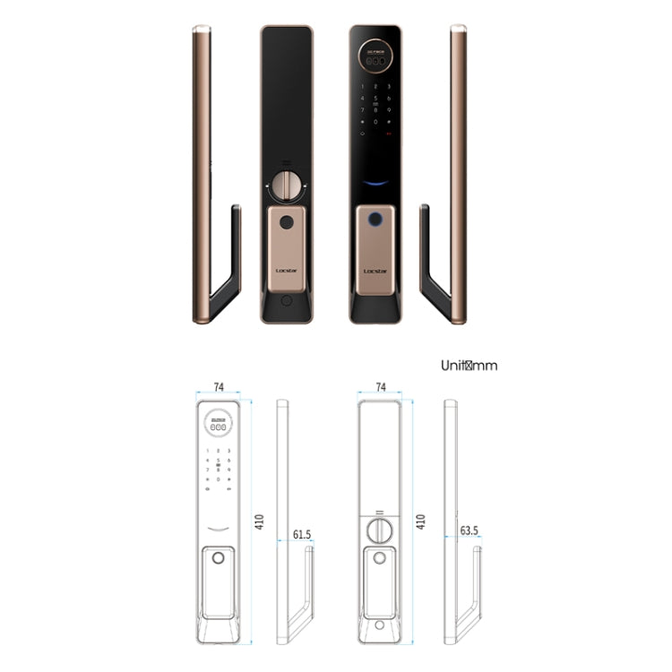 T100A  3D Face Recognition Fingerprint Code Card Digital Door Lock(Rose Gold)