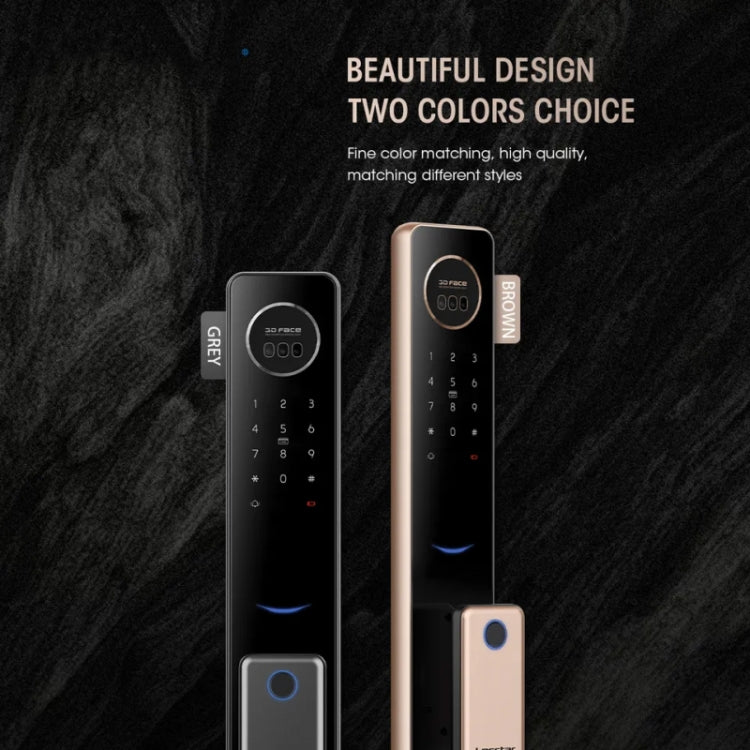 T100A  3D Face Recognition Fingerprint Code Card Digital Door Lock(Rose Gold)