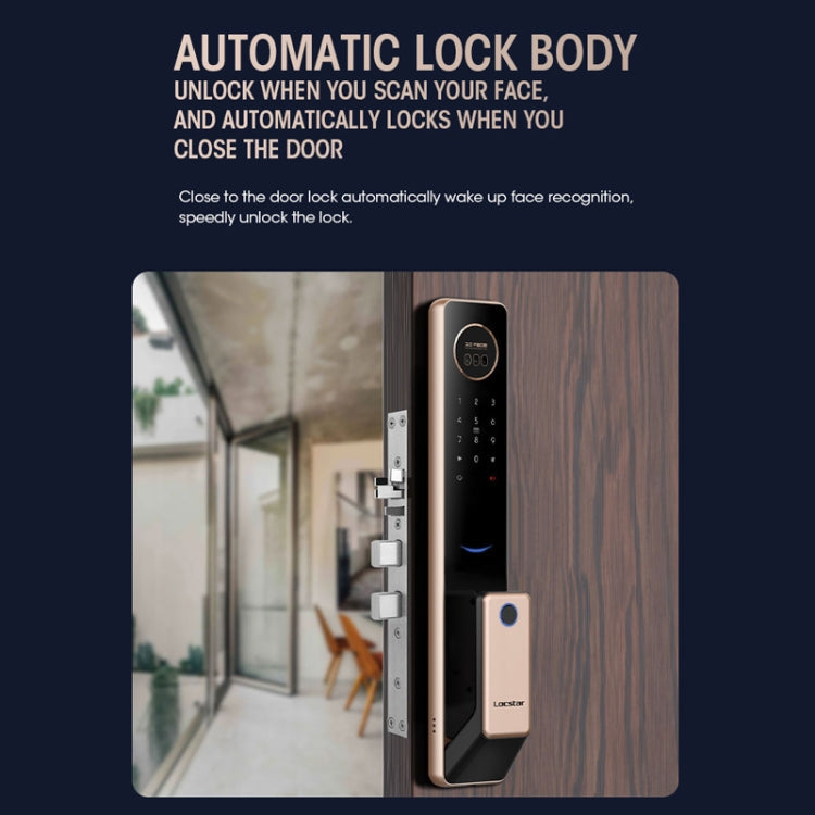 T100A  3D Face Recognition Fingerprint Code Card Digital Door Lock(Rose Gold)