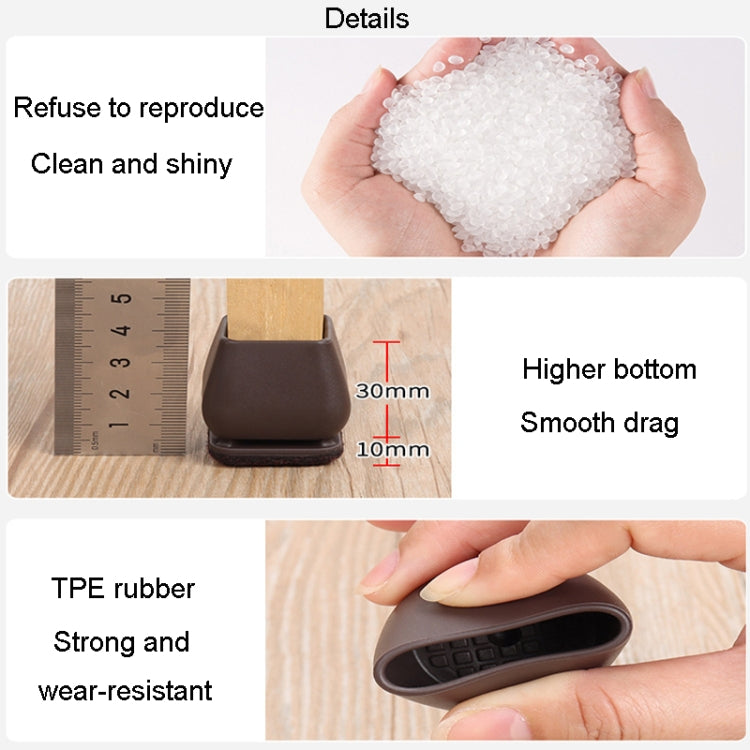 0.75 inch 8pcs /Set 15 Degree Tilt Table And Chair Feet One-Piece Shock-Absorbing Protective Cover For Chairs(Square)
