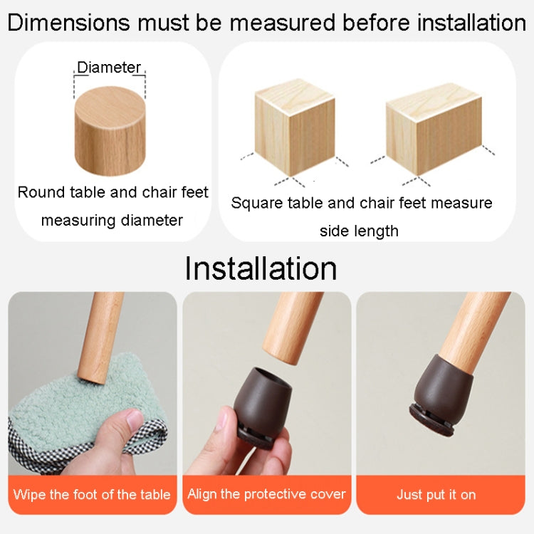 1 inch 8pcs /Set 15 Degree Tilt Table And Chair Feet One-Piece Shock-Absorbing Protective Cover For Chairs(Round)