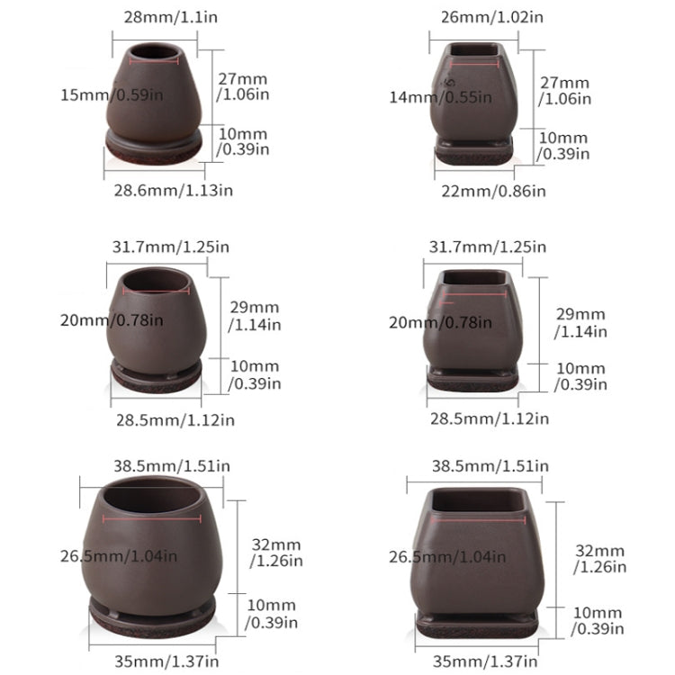 0.75 inch 8pcs /Set 15 Degree Tilt Table And Chair Feet One-Piece Shock-Absorbing Protective Cover For Chairs(Square)
