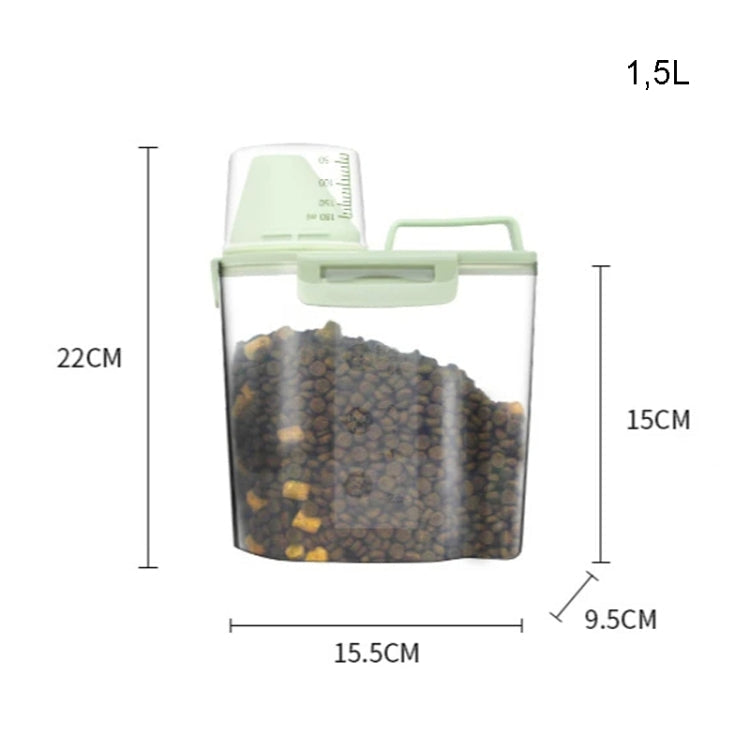 1.5L Pet Food Storage Bucket 4 Snap Dog Food Moisture Proof Sealed Storage Tank(Beige)