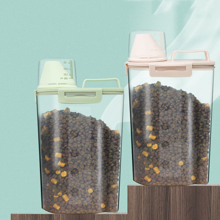 1.5L Pet Food Storage Bucket 4 Snap Dog Food Moisture Proof Sealed Storage Tank(Matcha Green)