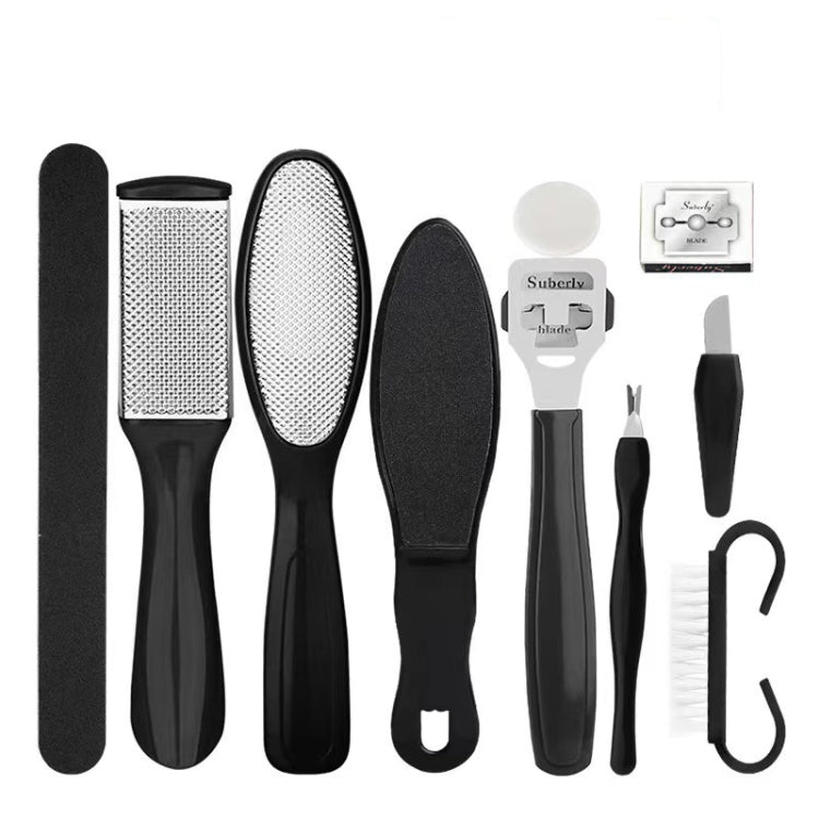 10 In 1 Foot File Clean Tool Kit Foot Care Pedicure Tools Set(Black)