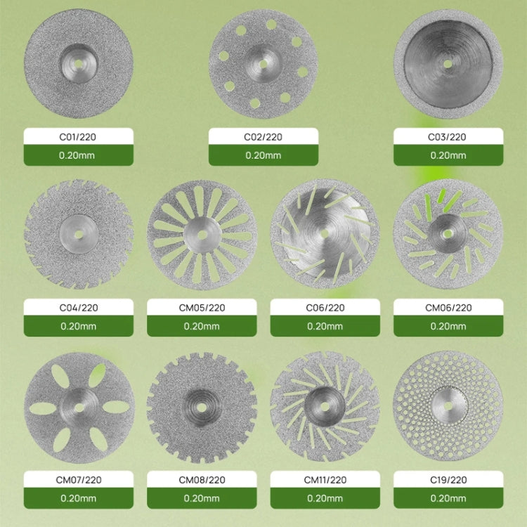 0.2mm Dental Lab Polishing Diamond Discs Dentist Rotary Cutting Tool CM11/220