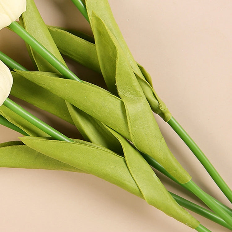 10 In 1 Tulip Bouquet With Paper Bag Home Decoration Simulation Flowers Paper Bag Floral Set Arrangement(Yellow)