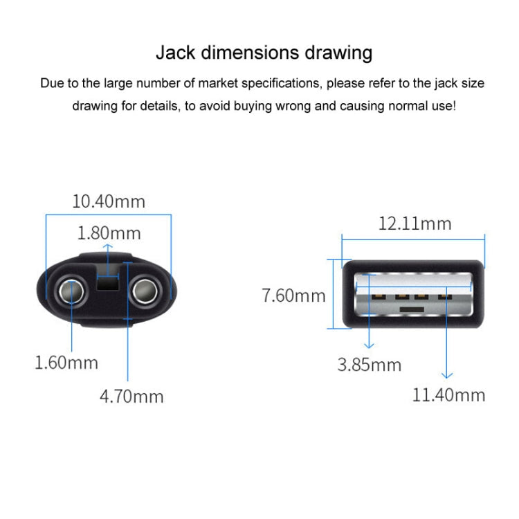 1.25m For Shaver / Water Refill Device USB TTo 8-Figure Tail Charging Cable Power Cord(Black)