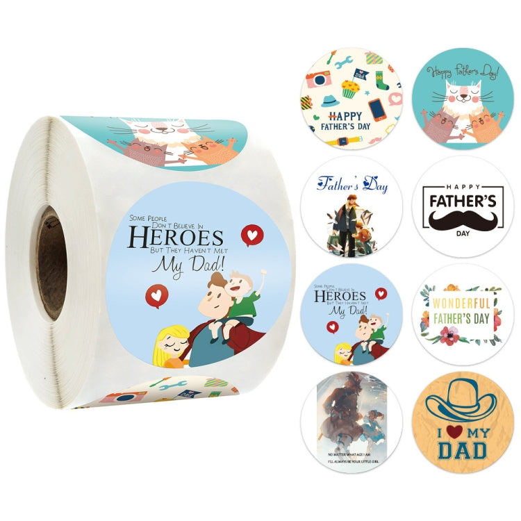 1.5 Inch  500pcs /Roll Happy Fathers Day Stickers For Box And Gifts Wrapping Decoration(Style Two)
