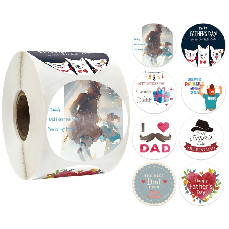 1.5 Inch  500pcs /Roll Happy Fathers Day Stickers For Box And Gifts Wrapping Decoration(Style Three)
