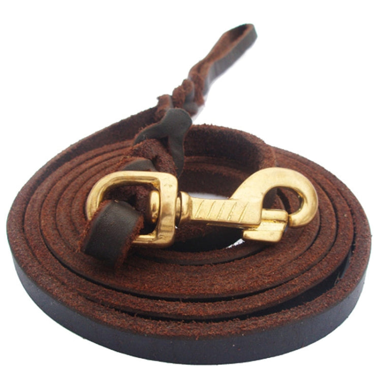 1.2 x 250cm Pet Outing Cowhide Towing Leash Dog Training Harness(Bronze Hook)