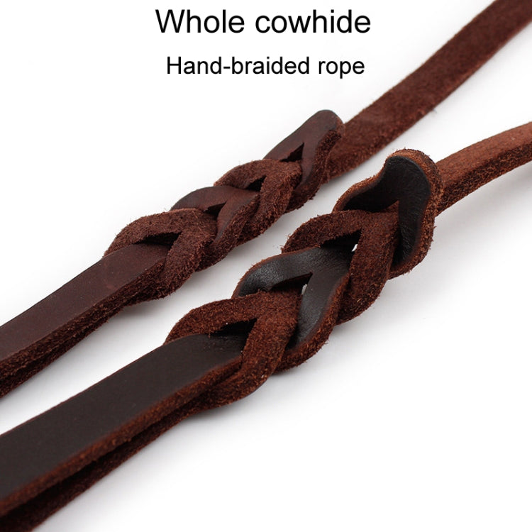 1.2 x 120cm Pet Outing Cowhide Towing Leash Dog Training Harness(Bronze Hook)