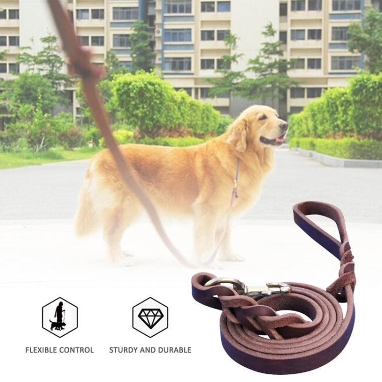 1.2 x 250cm Pet Outing Cowhide Towing Leash Dog Training Harness(Iron Hook)