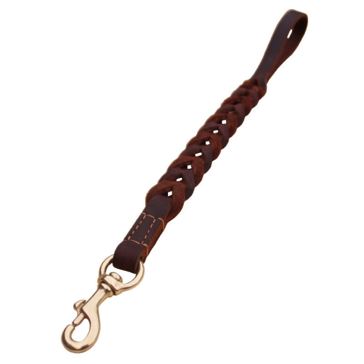 1.8x50cm Leather Pet Leash Short Pull Rope Dog Chain(Coffee)