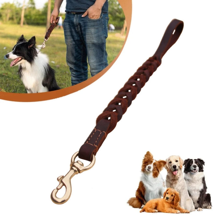 1.8x50cm Leather Pet Leash Short Pull Rope Dog Chain(Coffee)