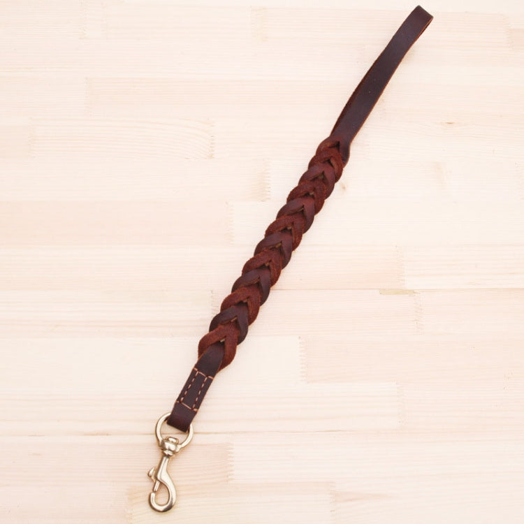 1.8x50cm Leather Pet Leash Short Pull Rope Dog Chain(Coffee)