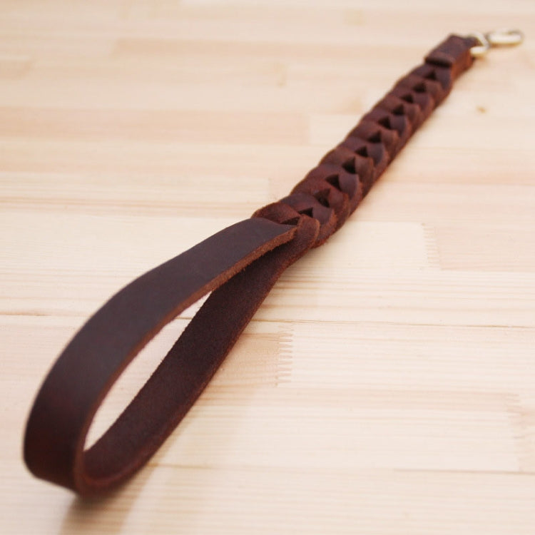 1.8x50cm Leather Pet Leash Short Pull Rope Dog Chain(Coffee)