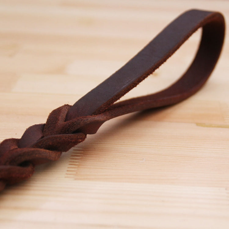 1.8x50cm Leather Pet Leash Short Pull Rope Dog Chain(Coffee)