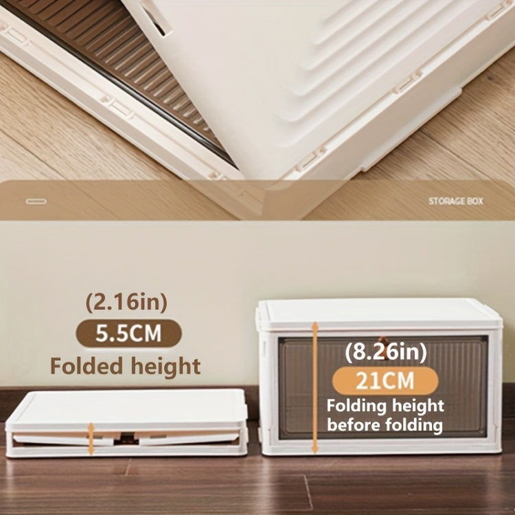 1-Tier Stackable Plastic Storage Bins With Wheels & Magnetic Door For Snacks, Clothes, Kitchen Supplies, Shoes