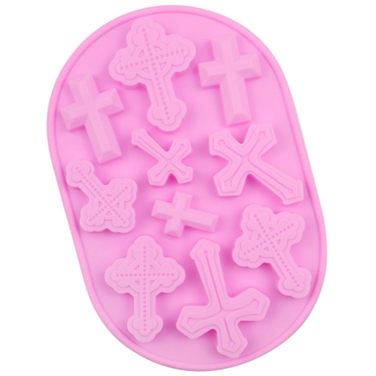 10 Grids Vintage Cross Silicone Chocolate Mould Cake Decoration Molds(Pink)