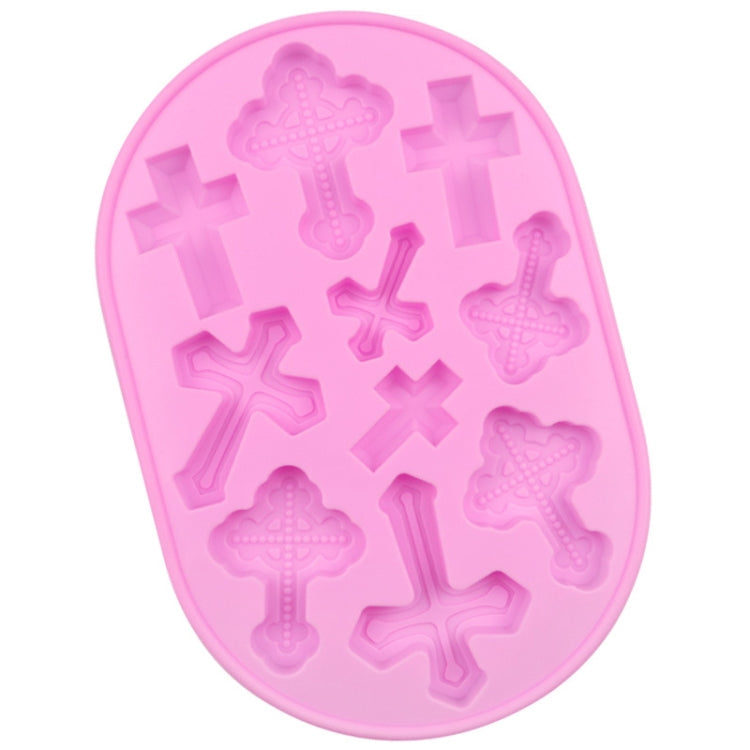 10 Grids Vintage Cross Silicone Chocolate Mould Cake Decoration Molds(Pink)