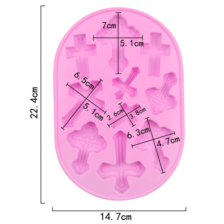 10 Grids Vintage Cross Silicone Chocolate Mould Cake Decoration Molds(Pink)