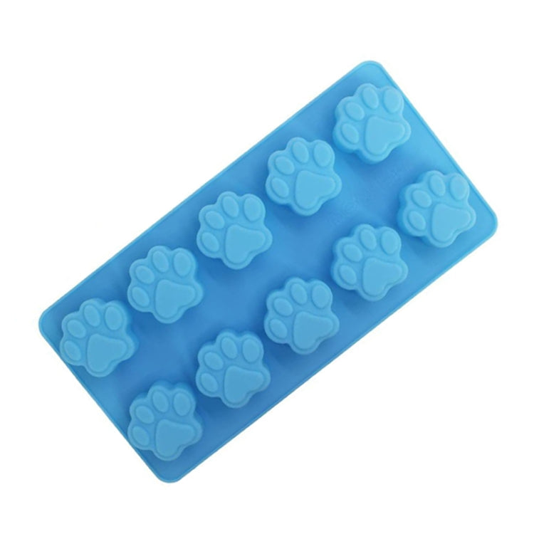 10 Grids Cartoon Kitten Claw Bear Paw Silicone Soap Molds DIY Chocolate Baking Mould(Light Blue)