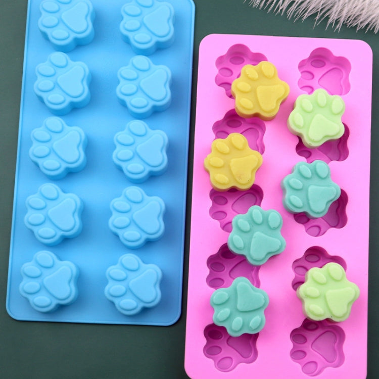 10 Grids Cartoon Kitten Claw Bear Paw Silicone Soap Molds DIY Chocolate Baking Mould(Pink)