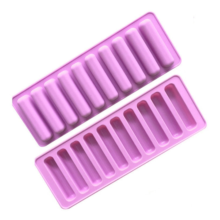 10 Grids Long Silicone Cookie Molds DIY Baking Chocolate Mould(Purple)