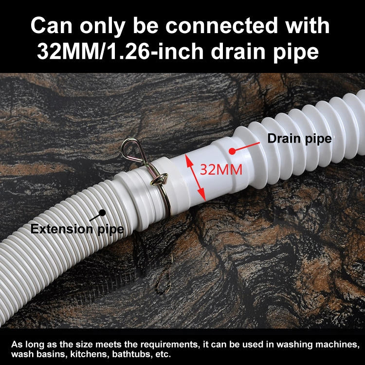 1.2m Diameter 32mm Extended Drain Hose for Washing Machine / Kitchen Basin / Bathtub