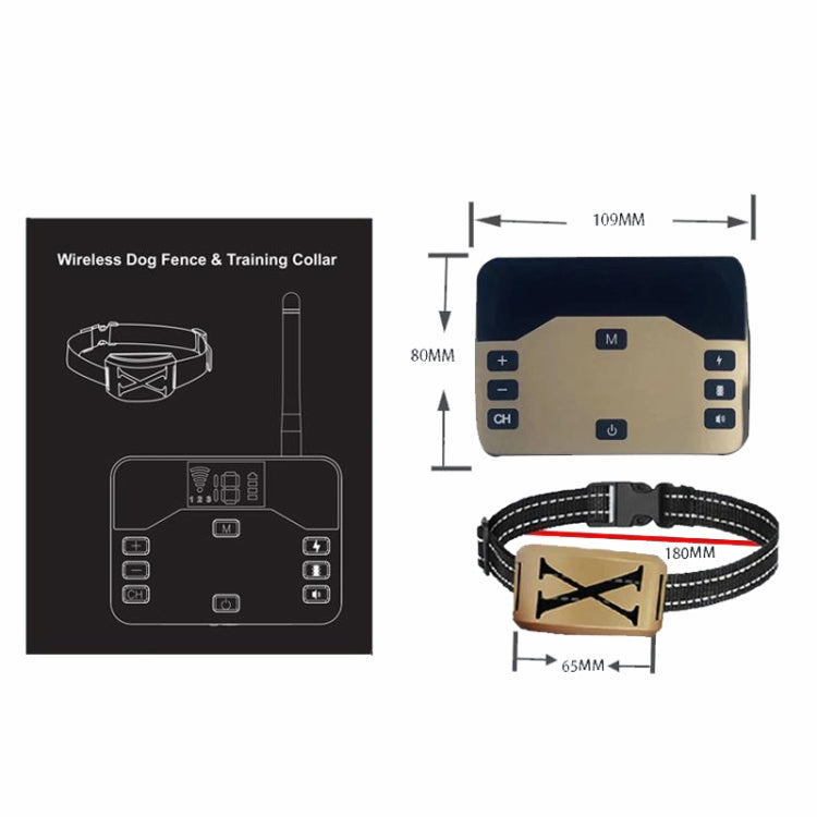1 Drag 1 Pet Electronic Fence Wireless Stop Barker Outdoor Dog Collar Remote Control Dog Trainer(Gold)