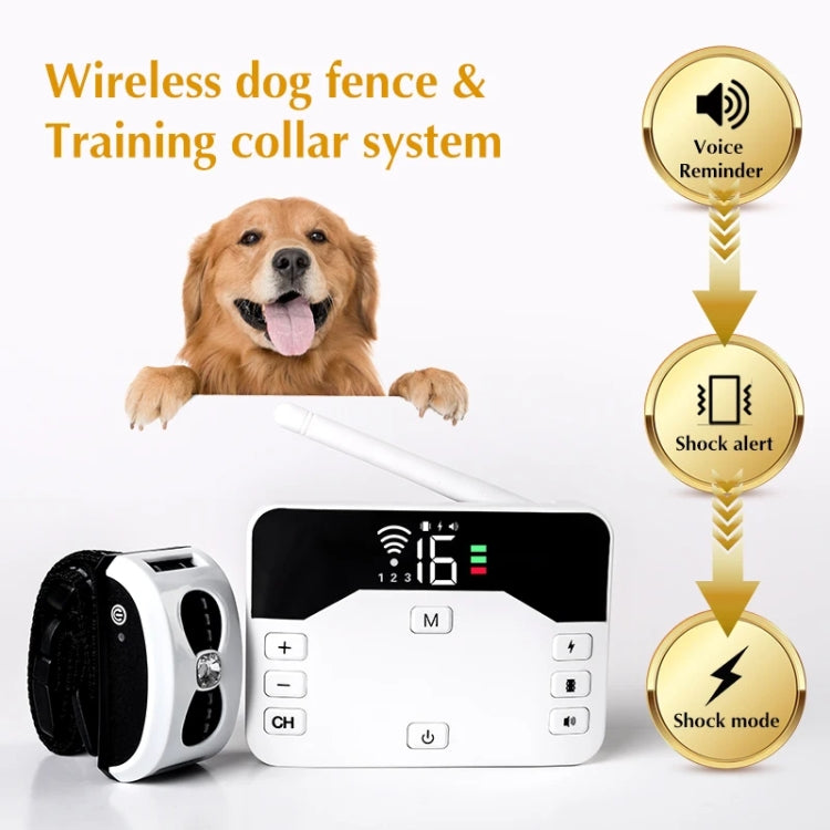 1 Drag 2 Pet Electronic Fence Wireless Stop Barker Outdoor Dog Collar Remote Control Dog Trainer(White)