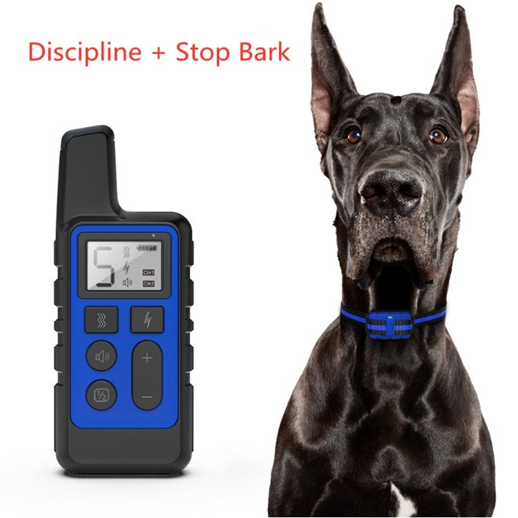 500m Dog Training Bark Stopper Remote Control Electric Shock Waterproof Electronic Collar(Black)