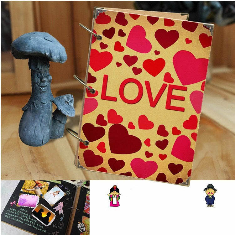 10 inch Paste-style Vintage Loose-leaf Iron Hoop Photo Album(15 Kraft Card +15 Black Card Pages)