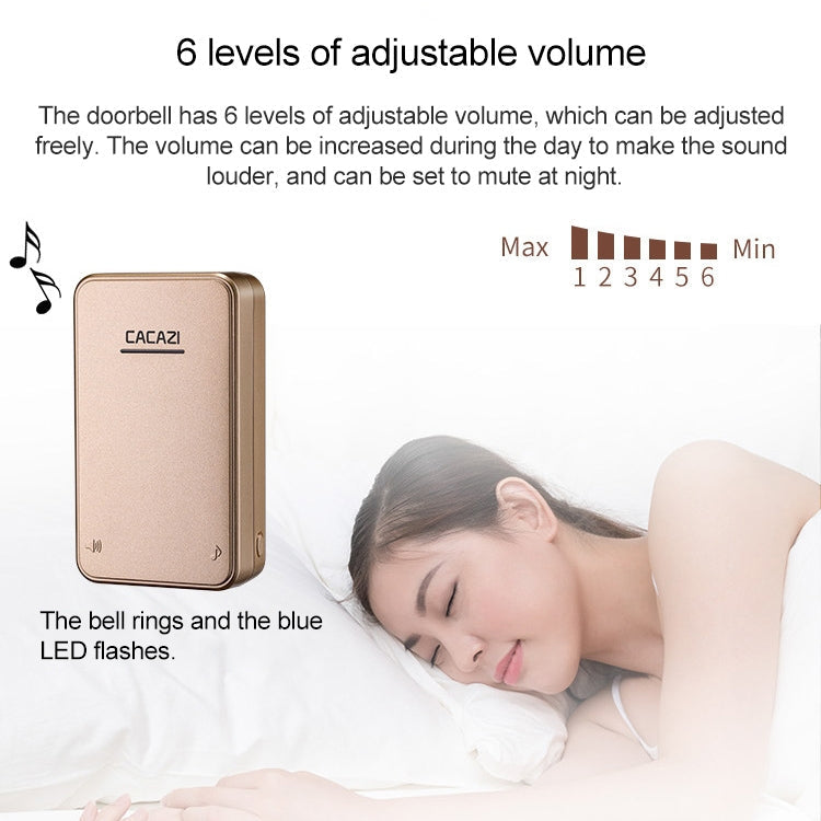 CACAZI FA8 Self-Powered Wireless Doorbell, US Plug(Black)