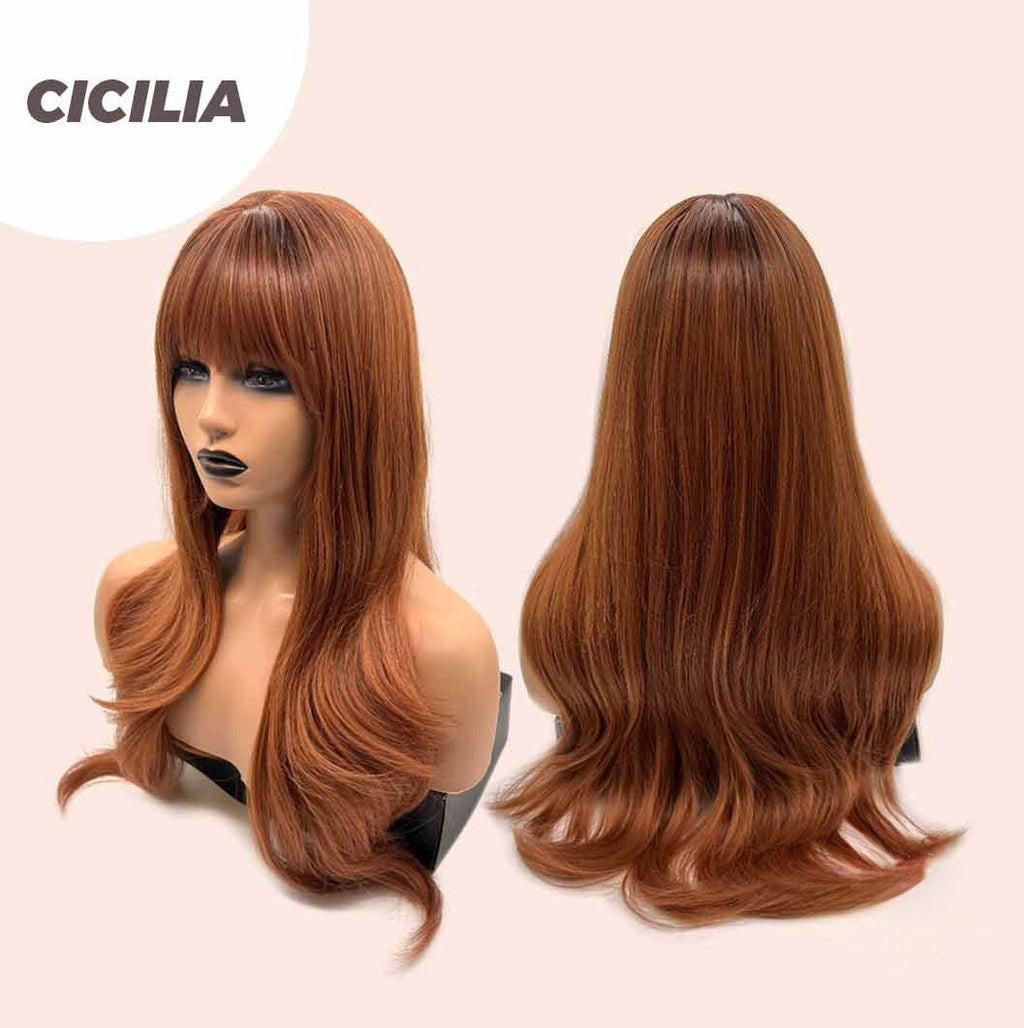 Rachel's Pick- 26 Inches Curly Copper Fashion Wig With Bangs CICILIA